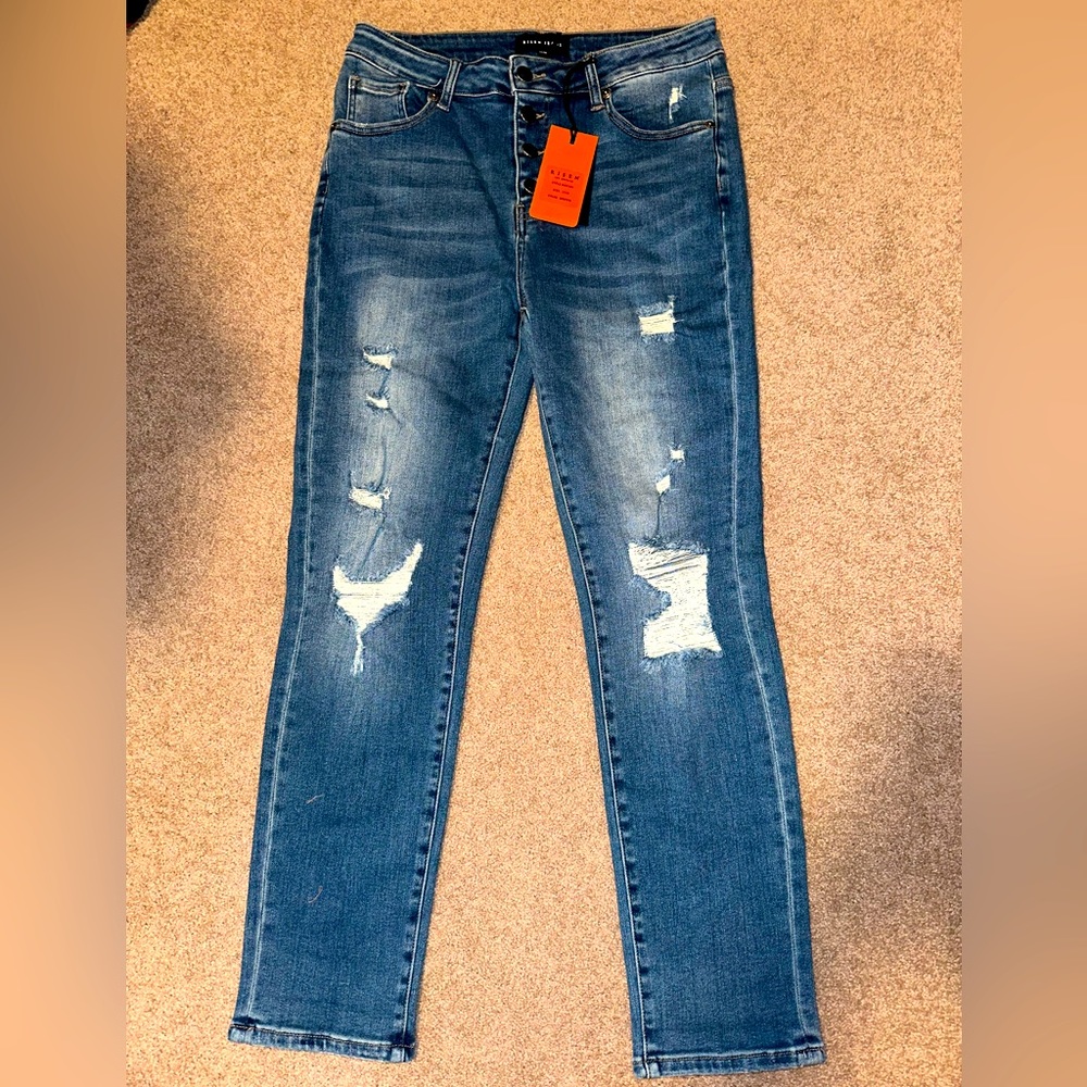 NWT Risen Mid Rise Button Fly Vintage Skinny Jeans Sz 11/30